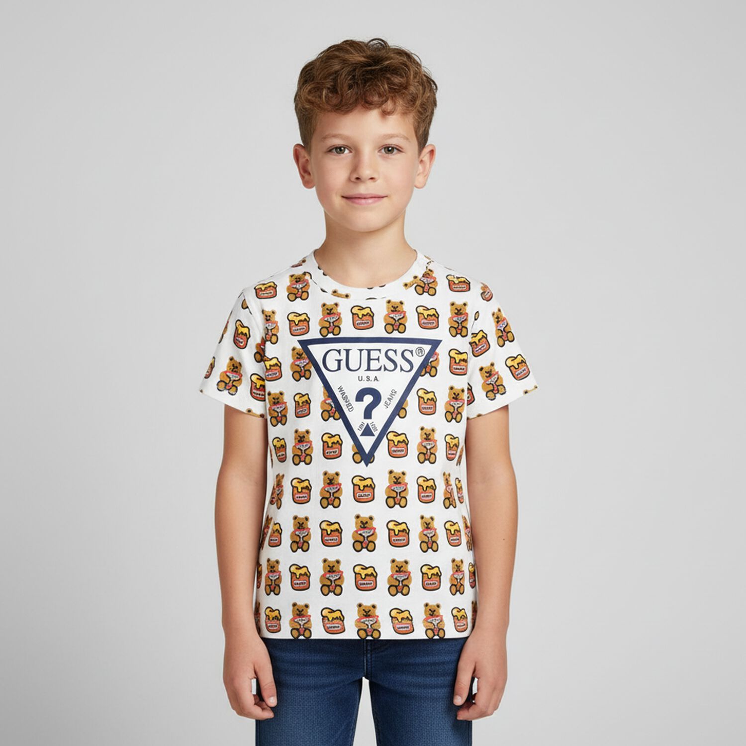 تيشيرت بالشعار باللون الابيض للاولاد, 1, hi-res image number null