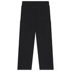 Boys Black Logo Trousers, 1, hi-res