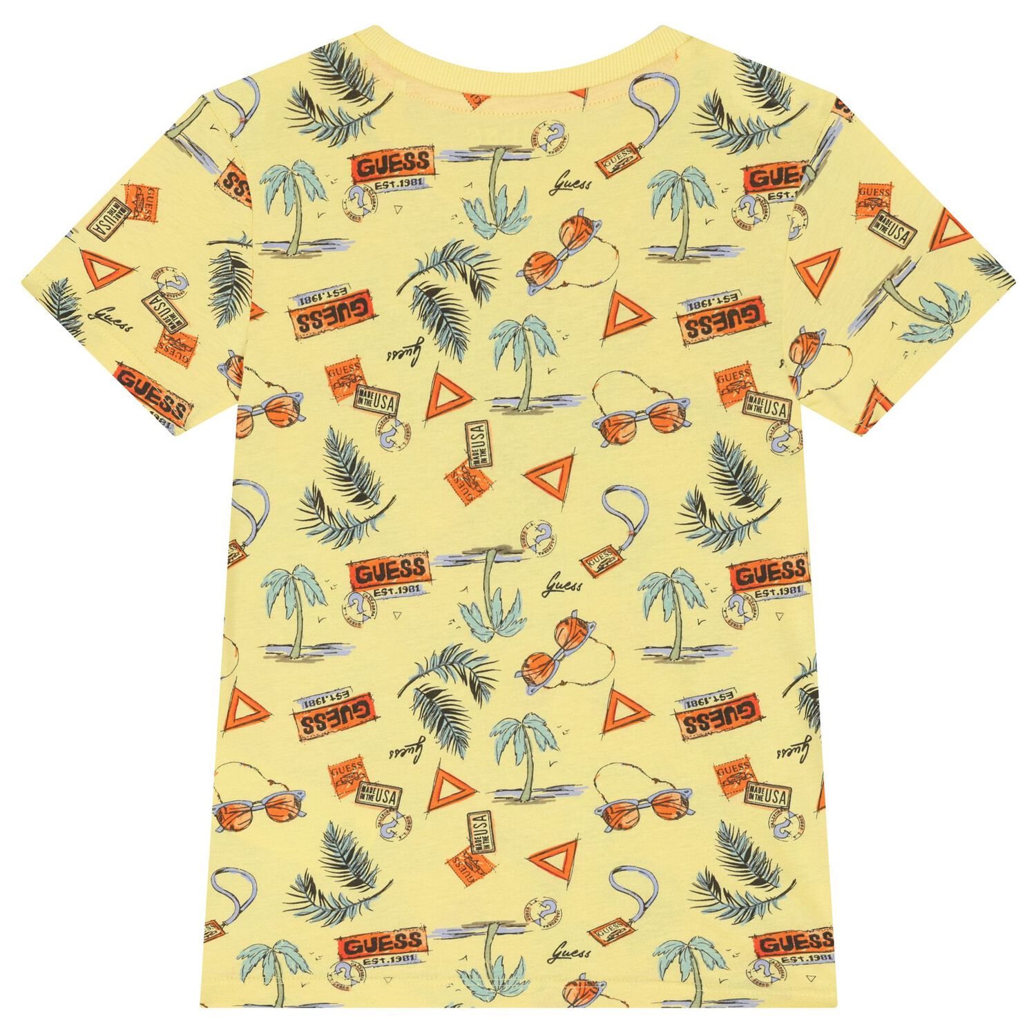 طقم شورت بشعار باللون أصفر وأزرق داكن للأولاد, 1, hi-res