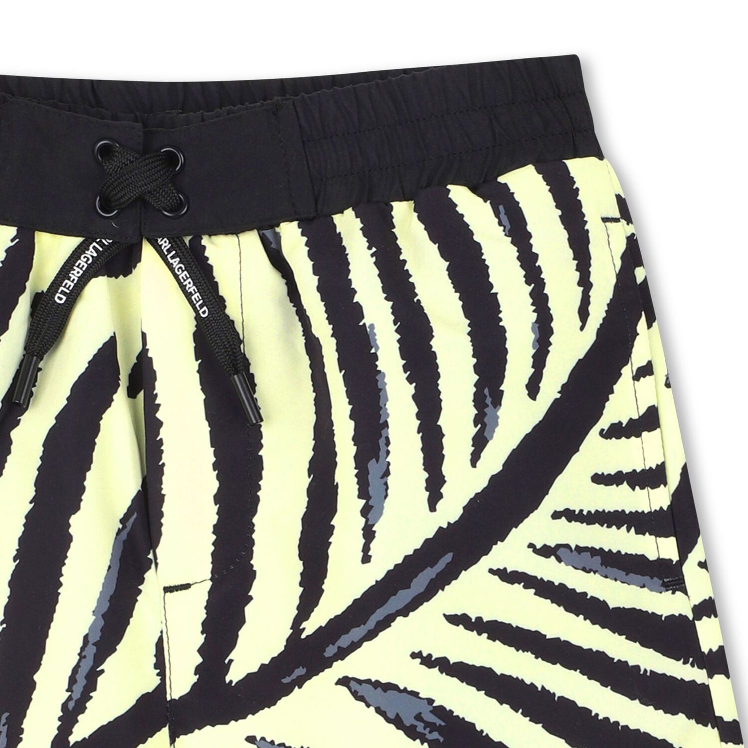 Boys Mini Me Black & Yellow Logo Swim Shorts, 2, hi-res