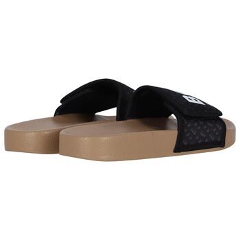 Boys Black Monogram Logo Sliders