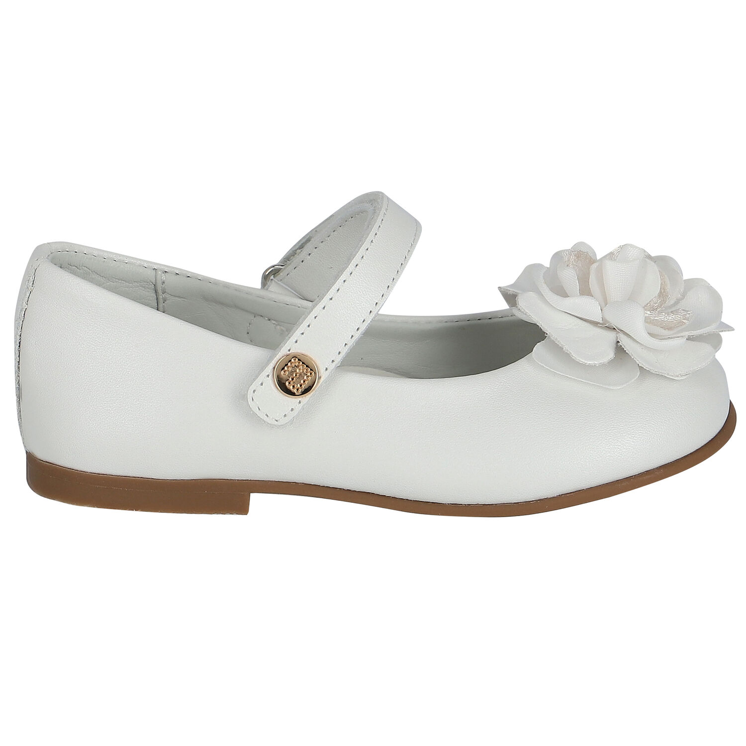 Younger Girls White Flower Shoes, 1, hi-res image number null