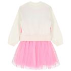 Girls Ivory & Pink Knitted Dress, 1, hi-res