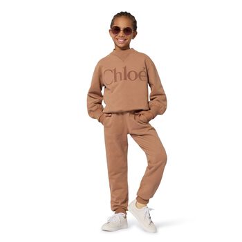 Girls Beige Logo Sweatshirt