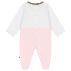 Baby Girls White & Pink Logo Babygrow, 2, hi-res