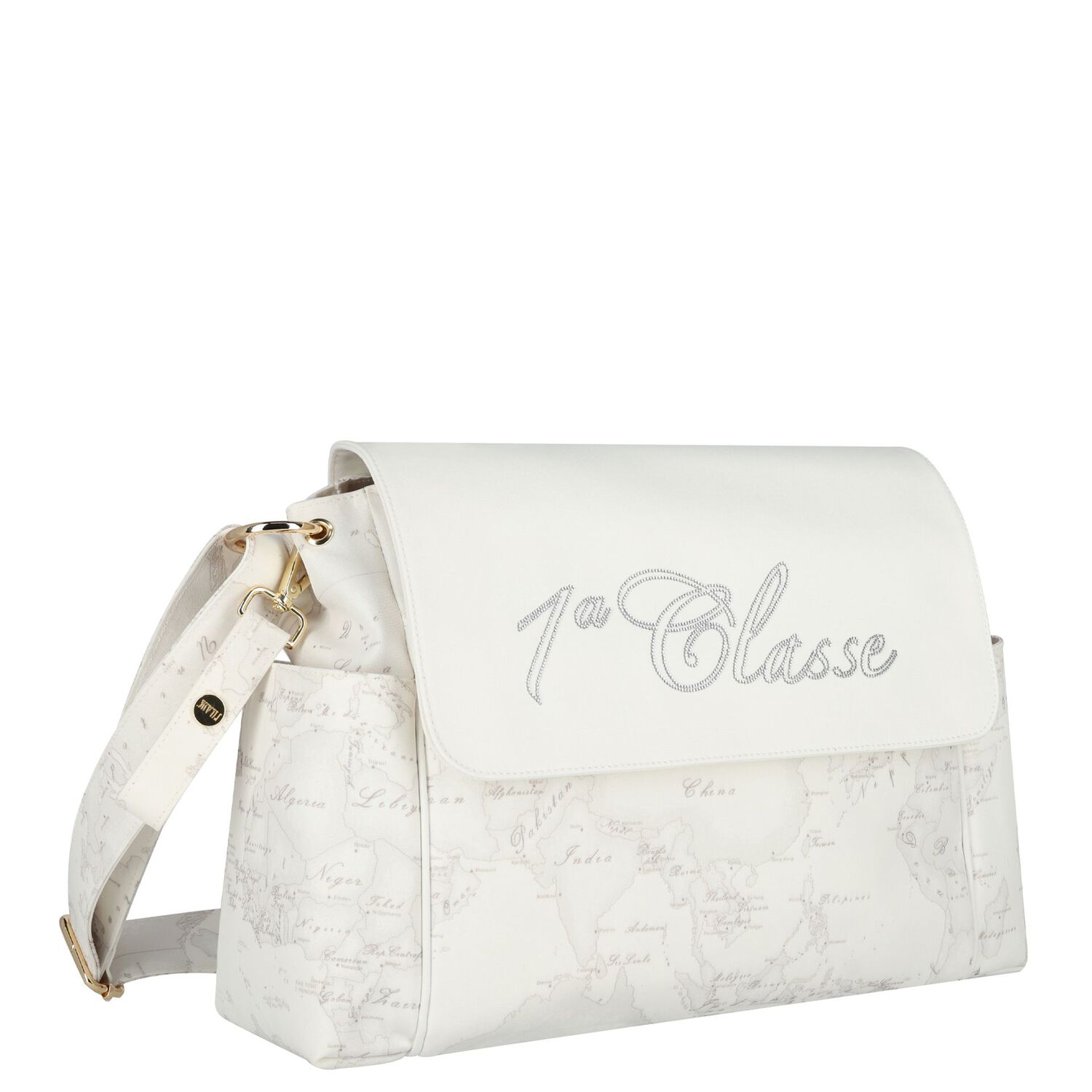 Baby Girls Ivory & Beige Geo Map Baby Changing Bag, 1, hi-res