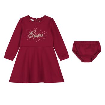 Baby Girls Burgundy Logo Dress Set