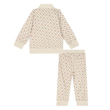 Younger Boys Beige Logo Tracksuit