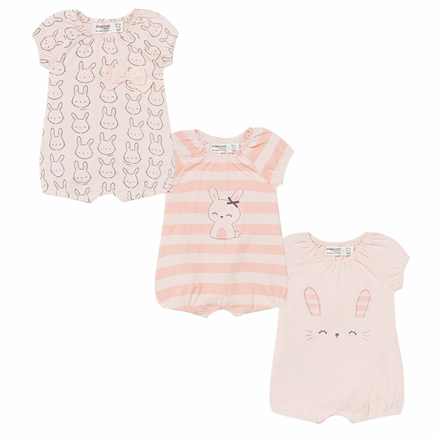 Girls Pink & White Rompers (3 Pack), 2, hi-res image number null