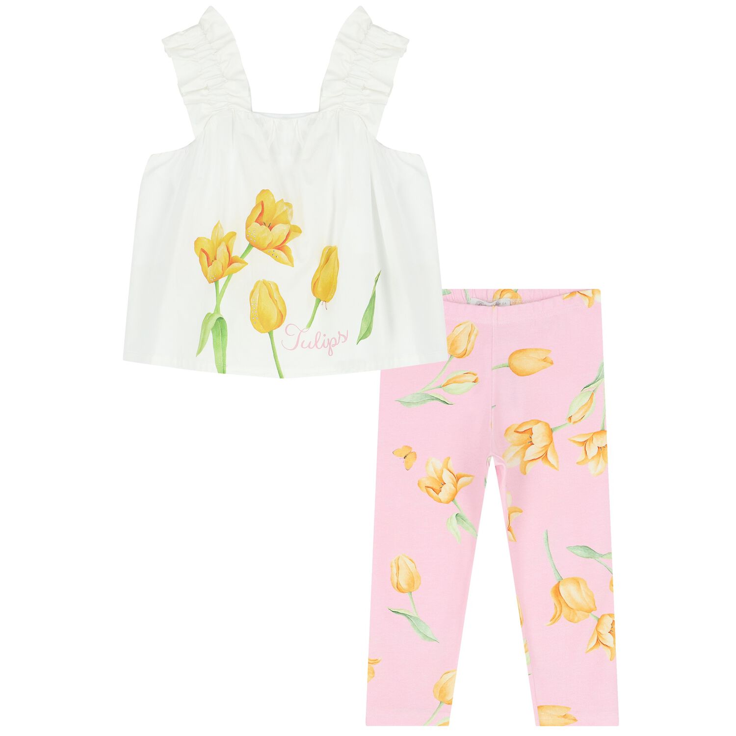 طقم بنات ليغنز بطبعة الزهور باللون الأبيض والزهري, 1, hi-res image number null