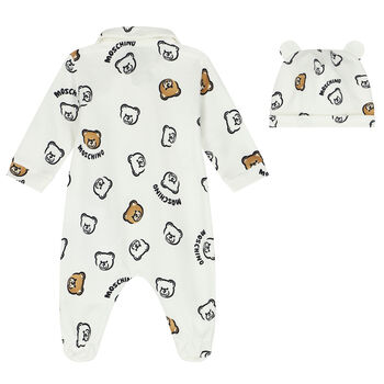 Ivory Teddy Bear Logo Babygrow Gift Set