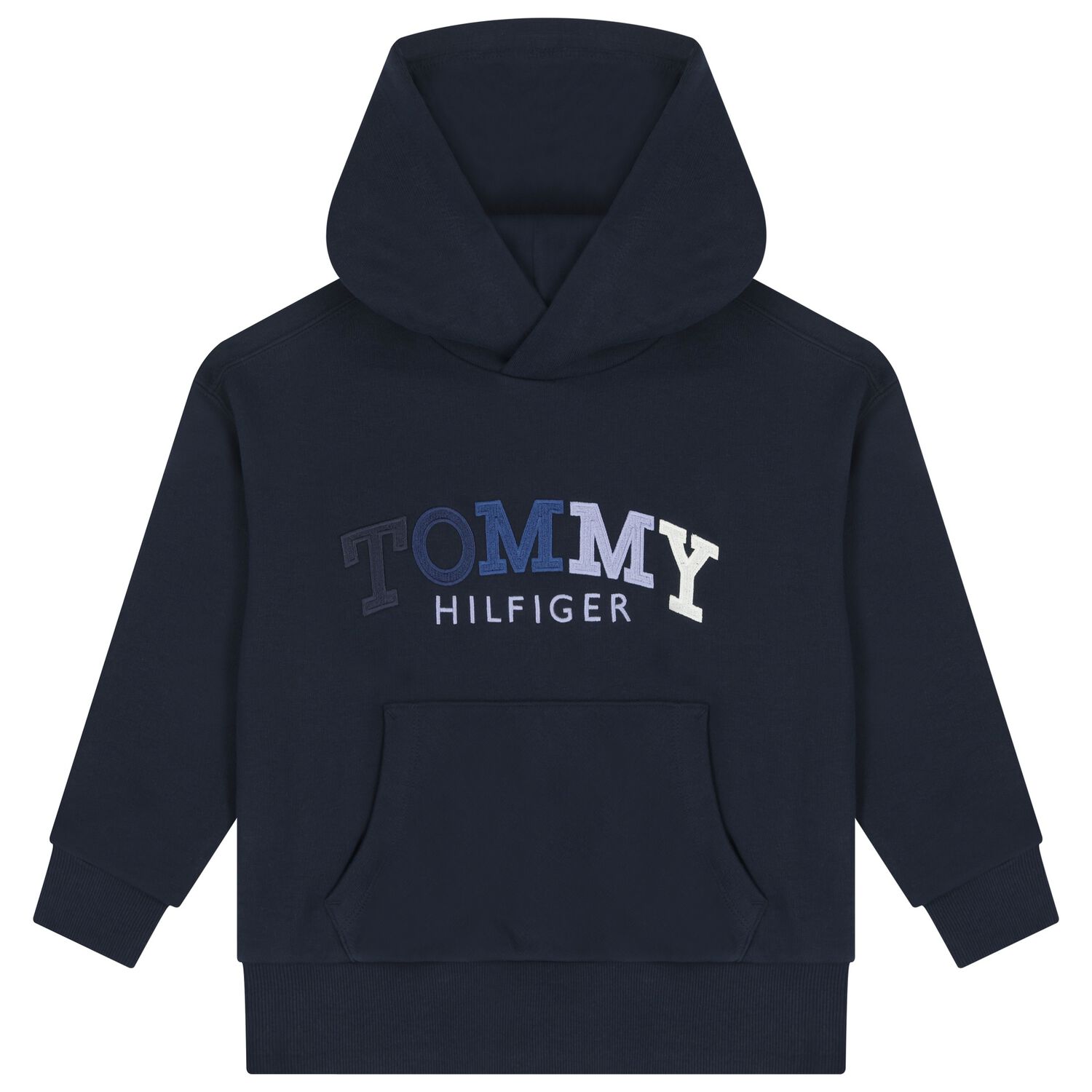 Boys Navy Blue Logo Hooded Top, 1, hi-res