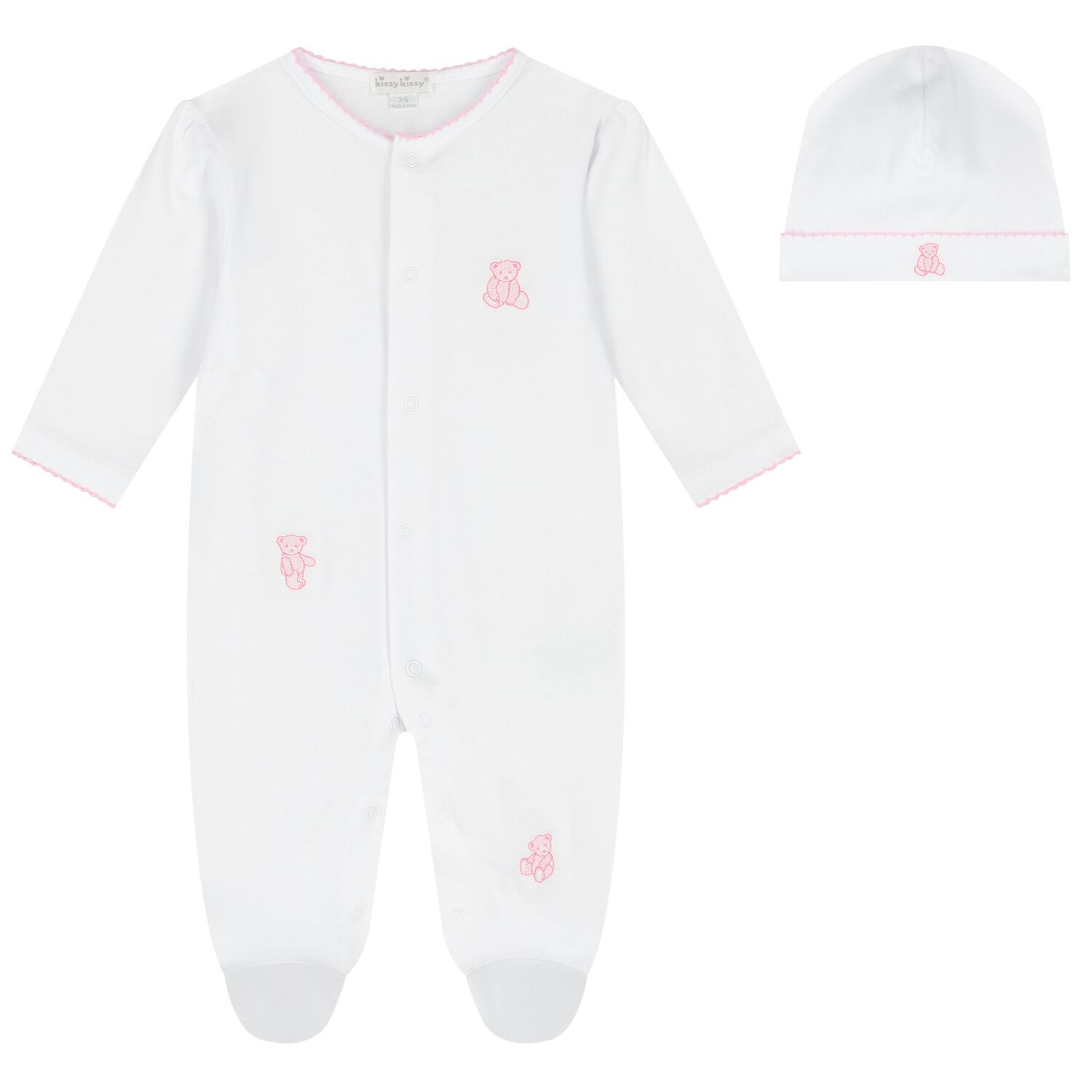Baby Girls White & Pink Teddy Bear Babygrow Gift Set, 1, hi-res