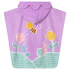 Younger Girls Lilac Striped Hooded Towel, 1, hi-res