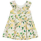 Younger Girls Beige Floral Dress, 2, hi-res