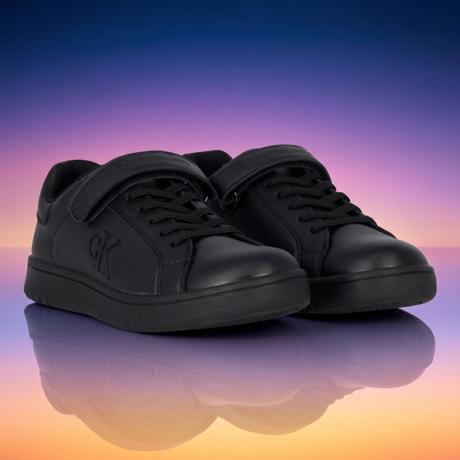Boys Black Logo Trainers, 1, hi-res