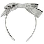 Girls Metallic Silver Bow Headband, 1, hi-res