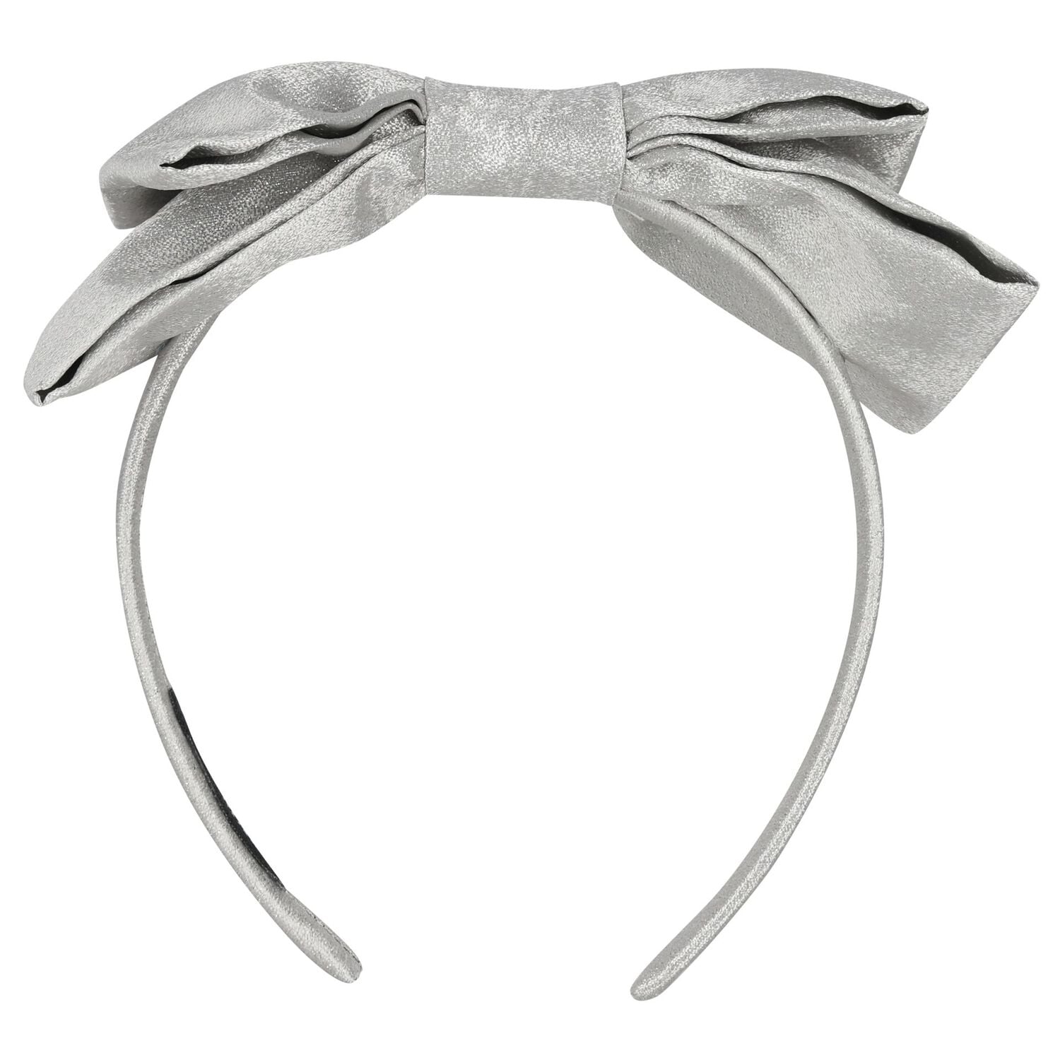 Girls Metallic Silver Bow Headband, 1, hi-res