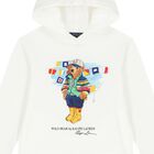Boys White Logo Polo Bear Hooded Top, 1, hi-res