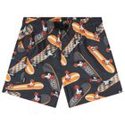 Boys Grey Skate Board Swim Shorts, 1, hi-res