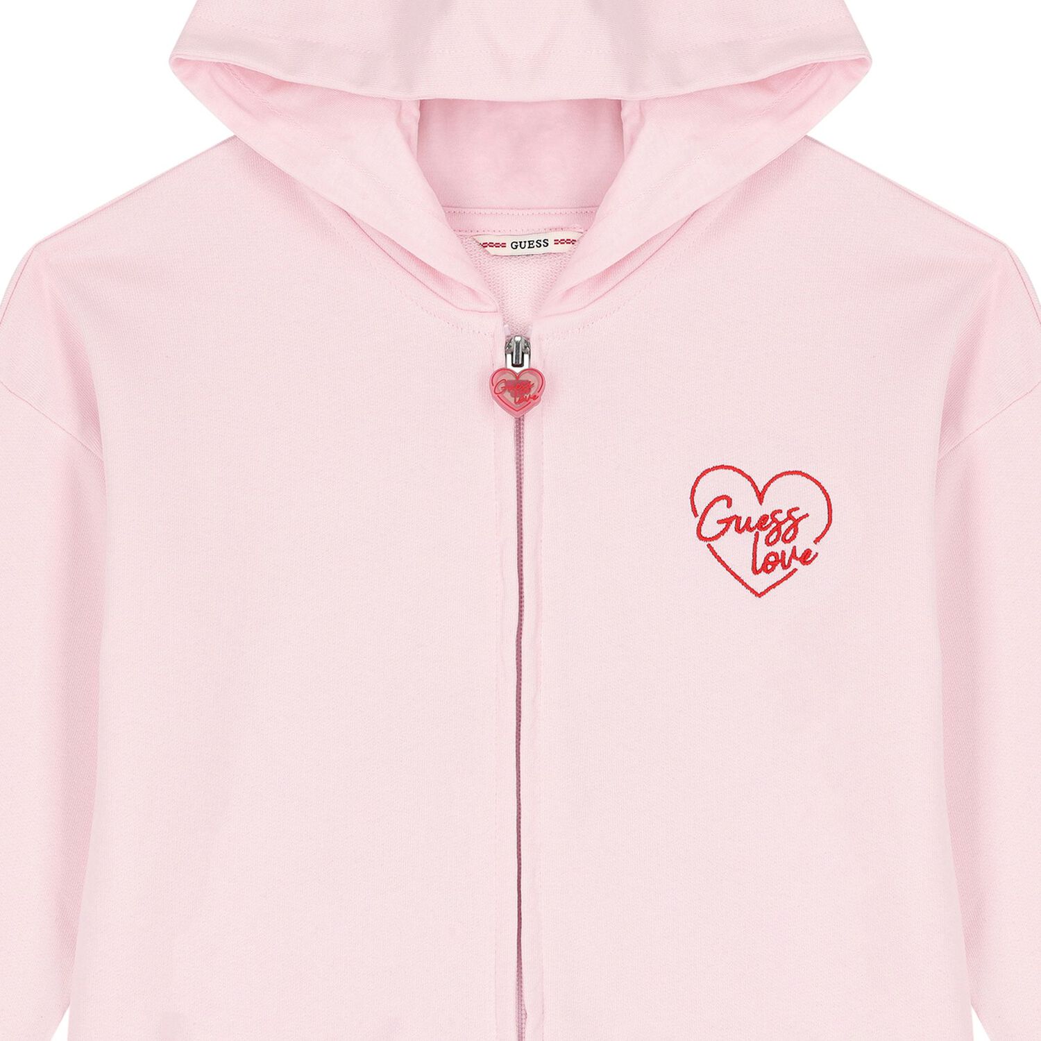 Girls Pink Logo Hooded Zip Up Top, 1, hi-res