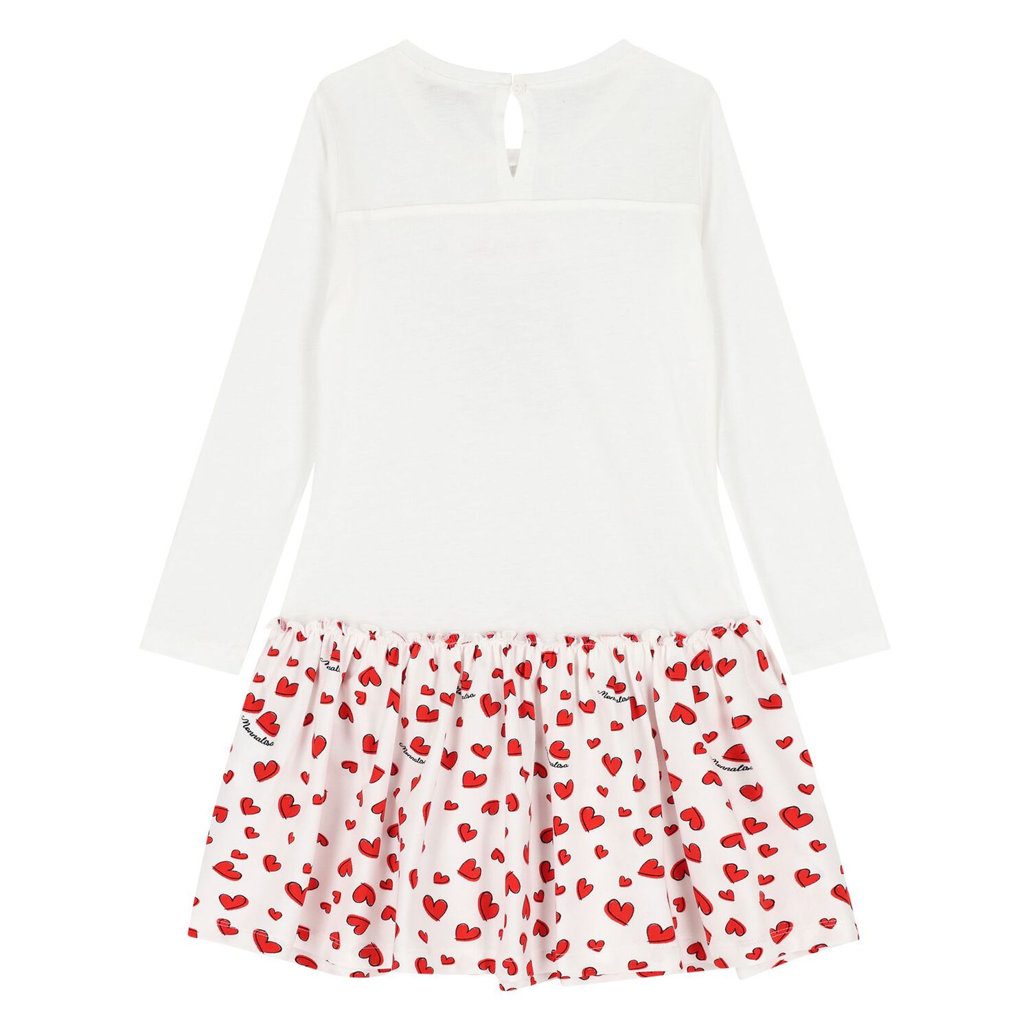 Younger Girls White & Red Embellished Bow Dress, 1, hi-res