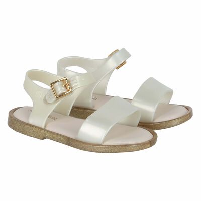 Younger Girls Ivory & Gold Jelly Sandals