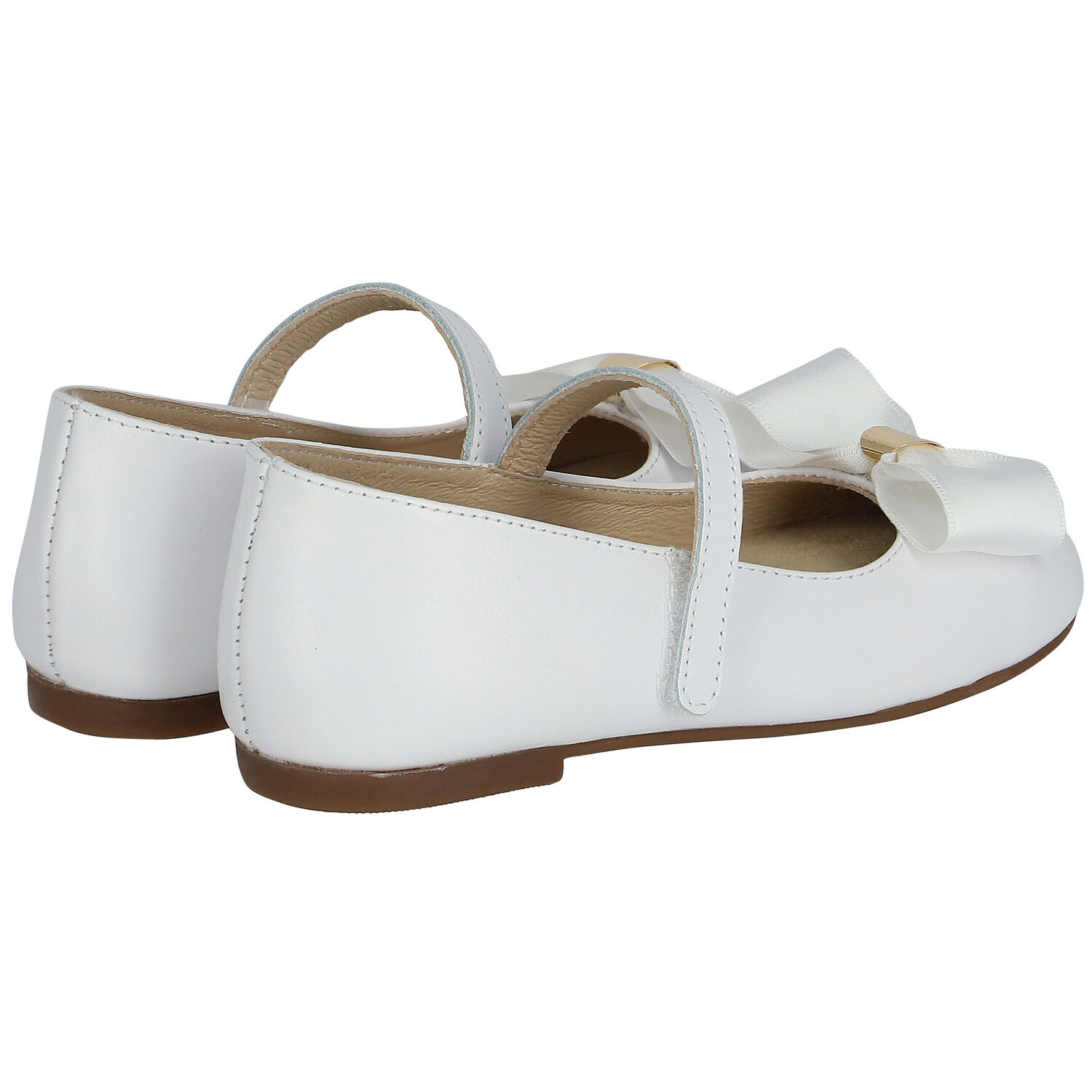 Girls White Satin Bow Shoes, 1, hi-res image number null