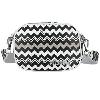 Girls Black & White Logo Zigzag Shoulder Bag