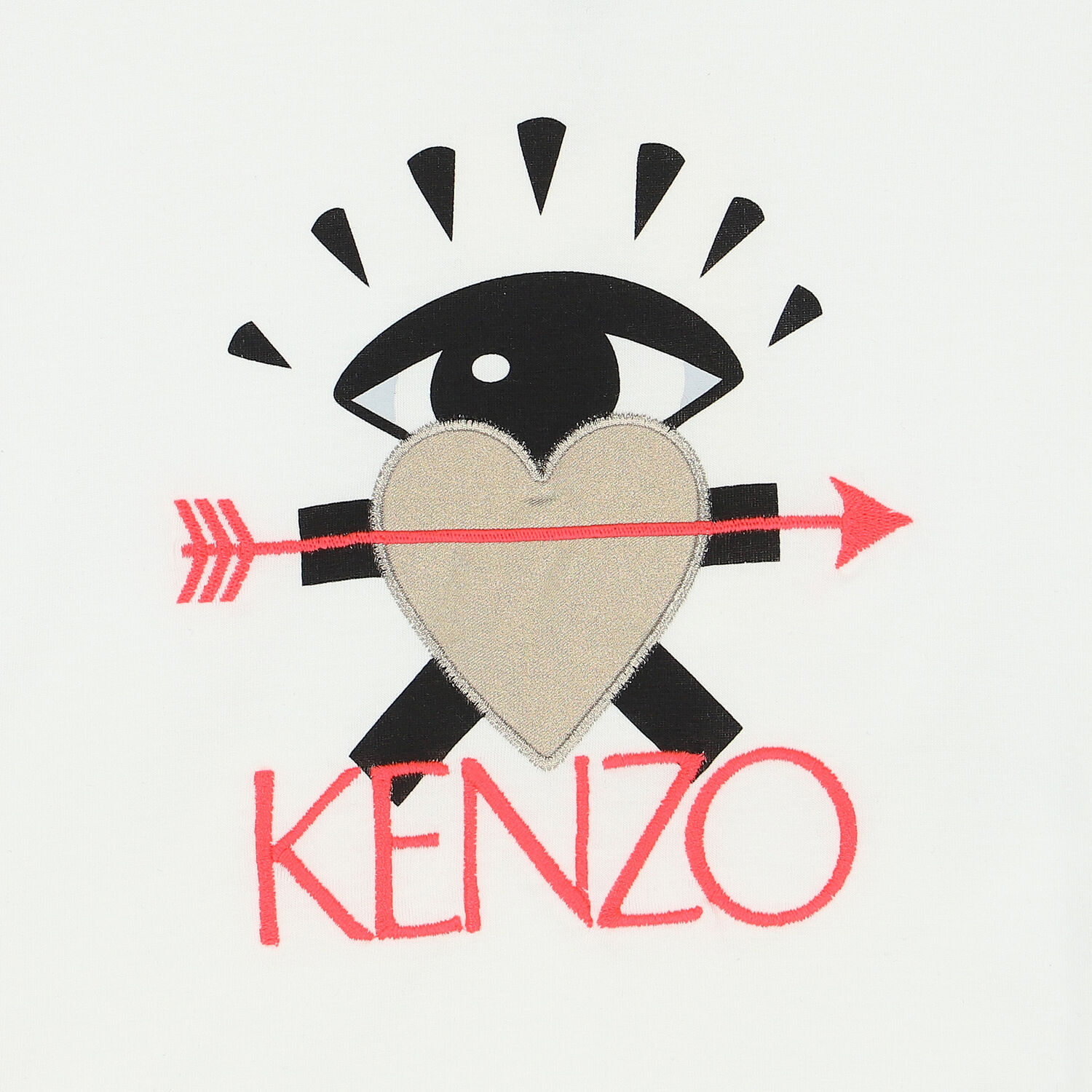 تيشيرت بالشعار باللون الابيض والذهبى للبنات, 1, hi-res image number null