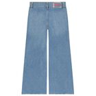 بنطلون بنات جينز دنيم  مزين بترتر باللون الأزرق , 1, hi-res