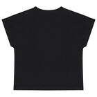 تي شيرت بالشعار باللون الأسود للبنات , 2, hi-res