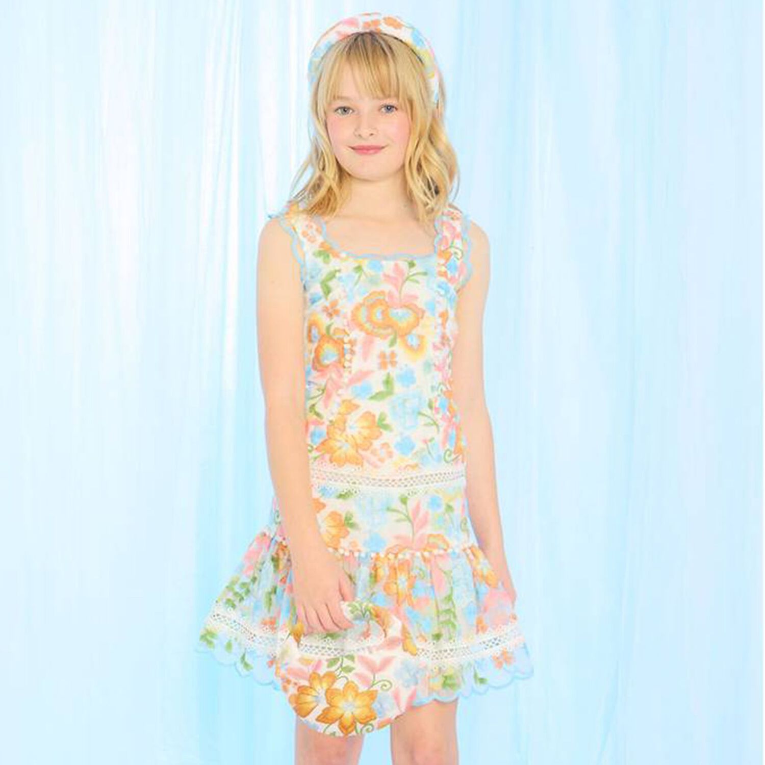 حقيبة يد مطرزة بالزهور باللونين الابيض و البرتقالي للبنات , 1, hi-res