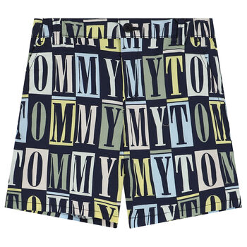 Boys Navy Blue Logo Shorts