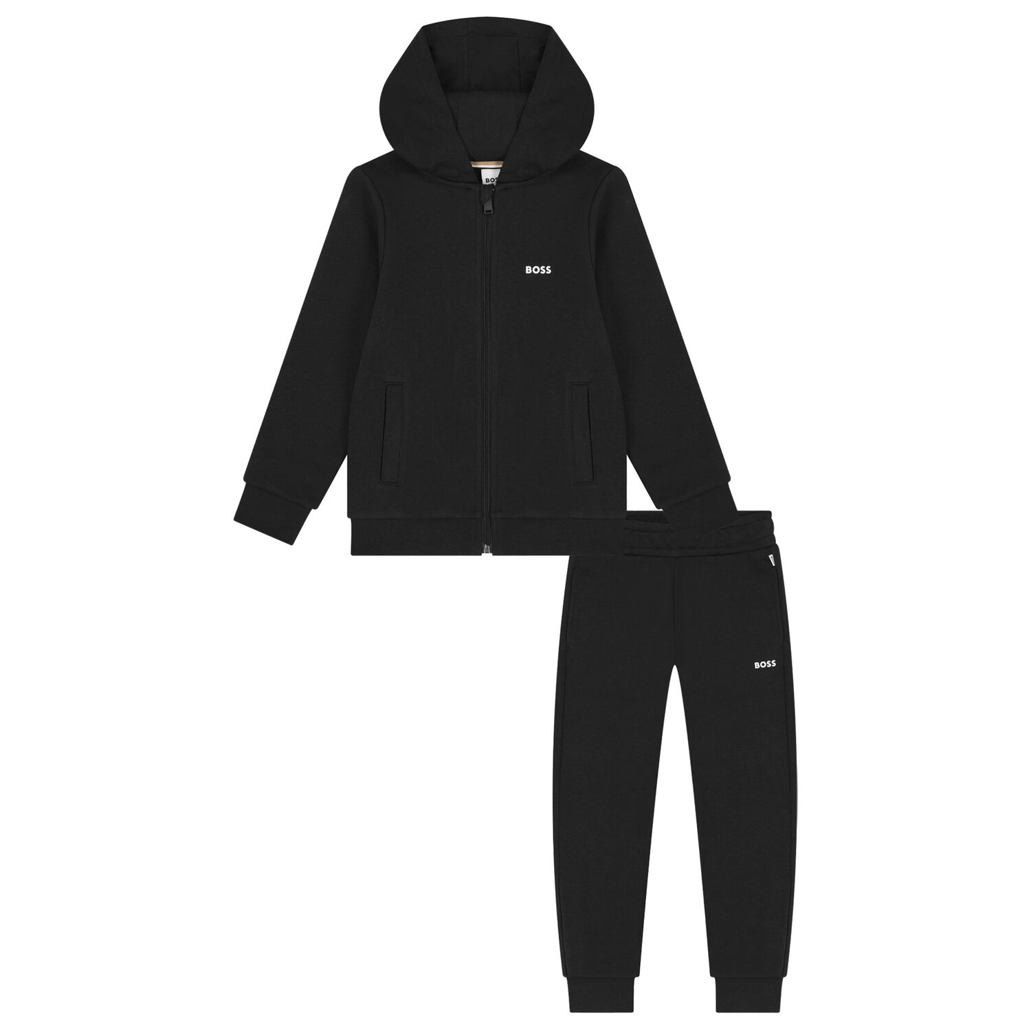 Boys Black Logo Tracksuit, 1, hi-res