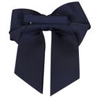 Girls Navy Blue Ribbon Bow Hair Clip, 3, hi-res