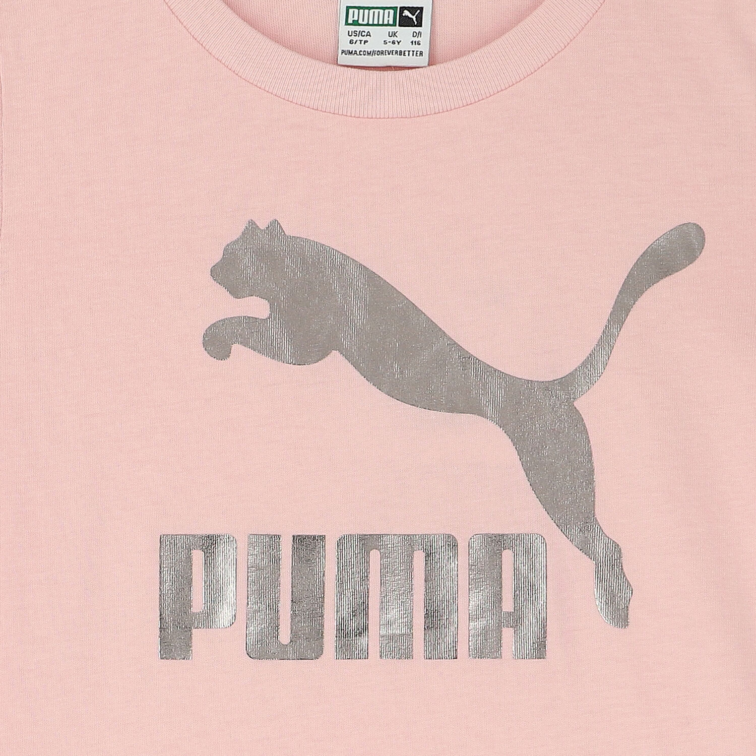 تيشيرت بالشعار باللون الوردي للبنات, 1, hi-res