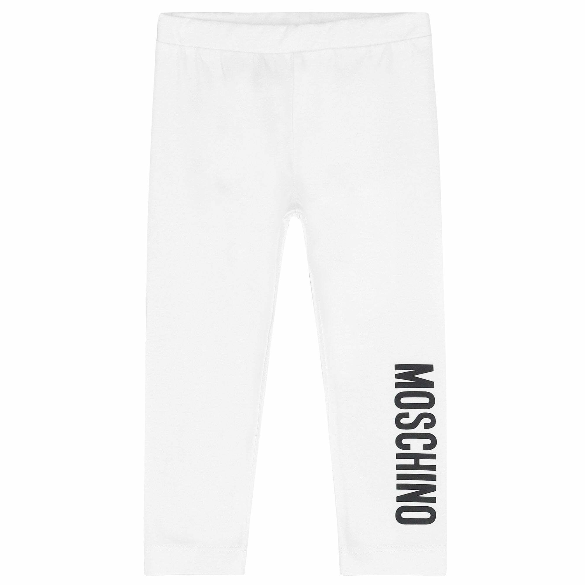 Moschino Younger Girls White Logo Leggings Junior Couture QA