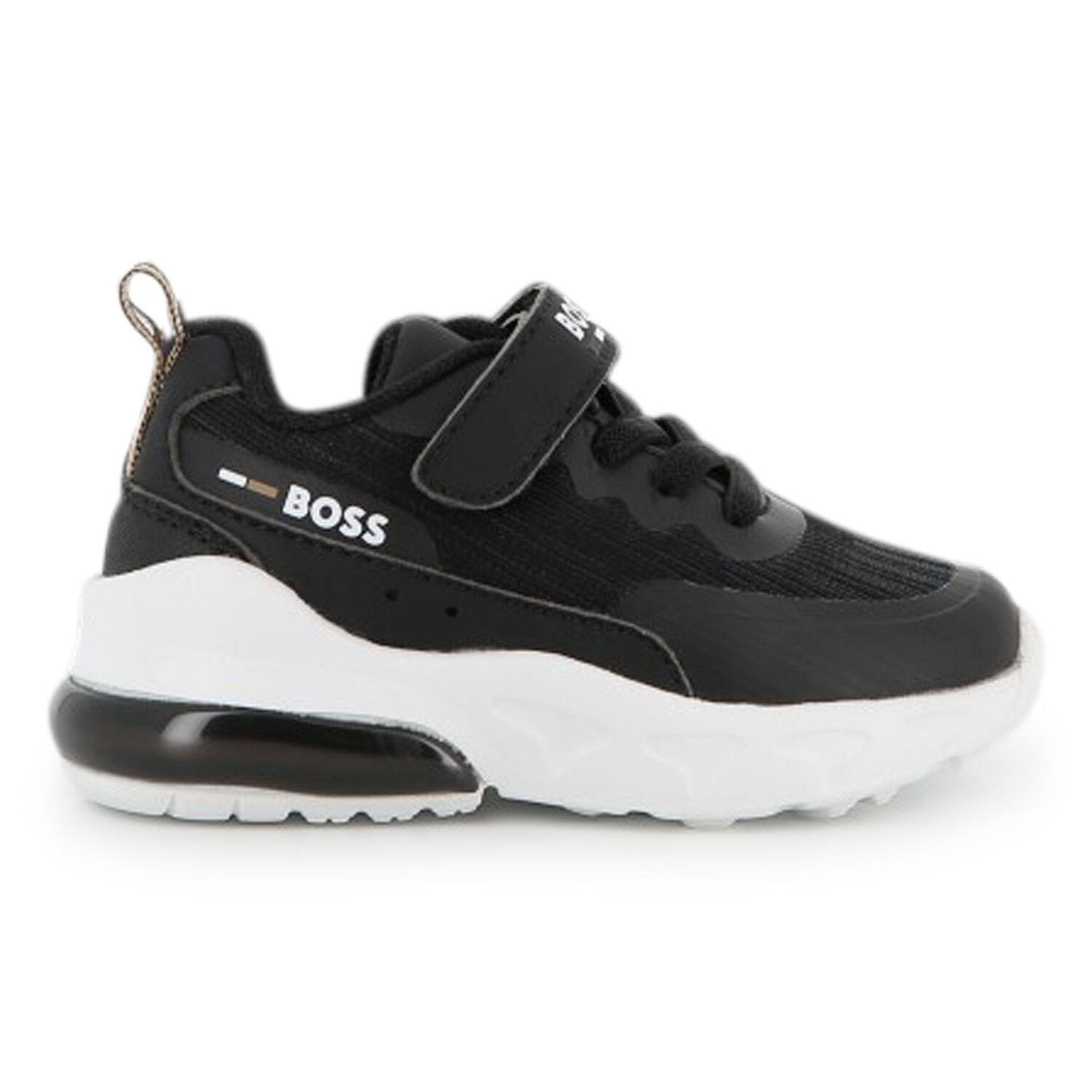 Boys Black Logo Trainers, 1, hi-res