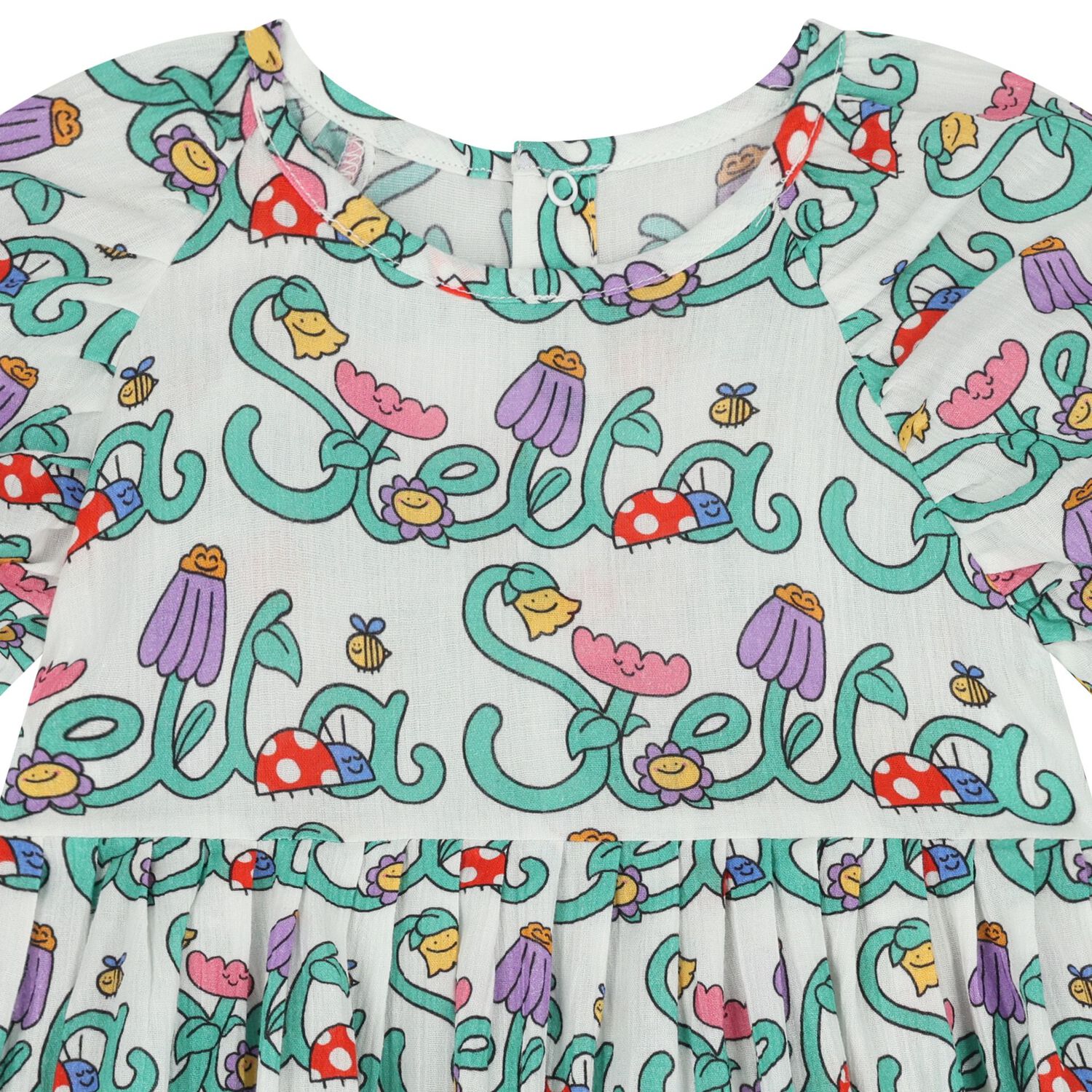 طقم فستان بشعار يونغر باللون العاجي والأخضر, 1, hi-res