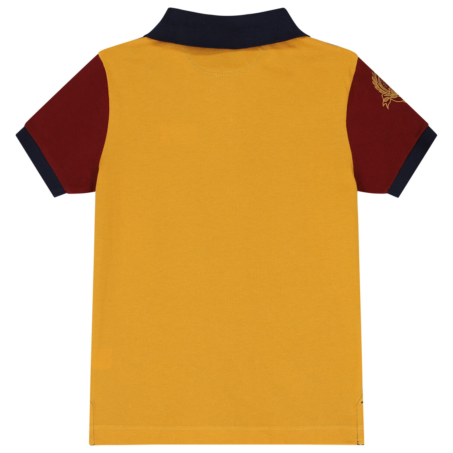 Boys Navy Blue & Yellow Logo Polo Shirt, 1, hi-res