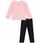 Younger Girls Pink & Black Logo Leggings Set, 1, hi-res