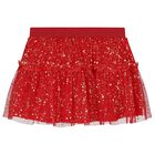 Girls White & Red Tulle Skirt Set, 1, hi-res
