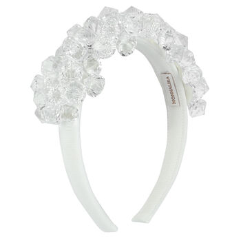 Girls White Embellished Diamante Hairband