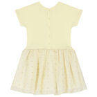 Younger Girls Yellow Bow Chiffon Dress, 2, hi-res