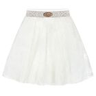 Girls White Pearls Tulle Skirt Set, 1, hi-res