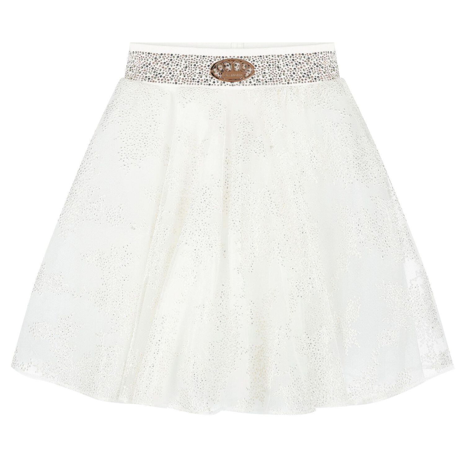 Girls White Pearls Tulle Skirt Set, 1, hi-res image number null