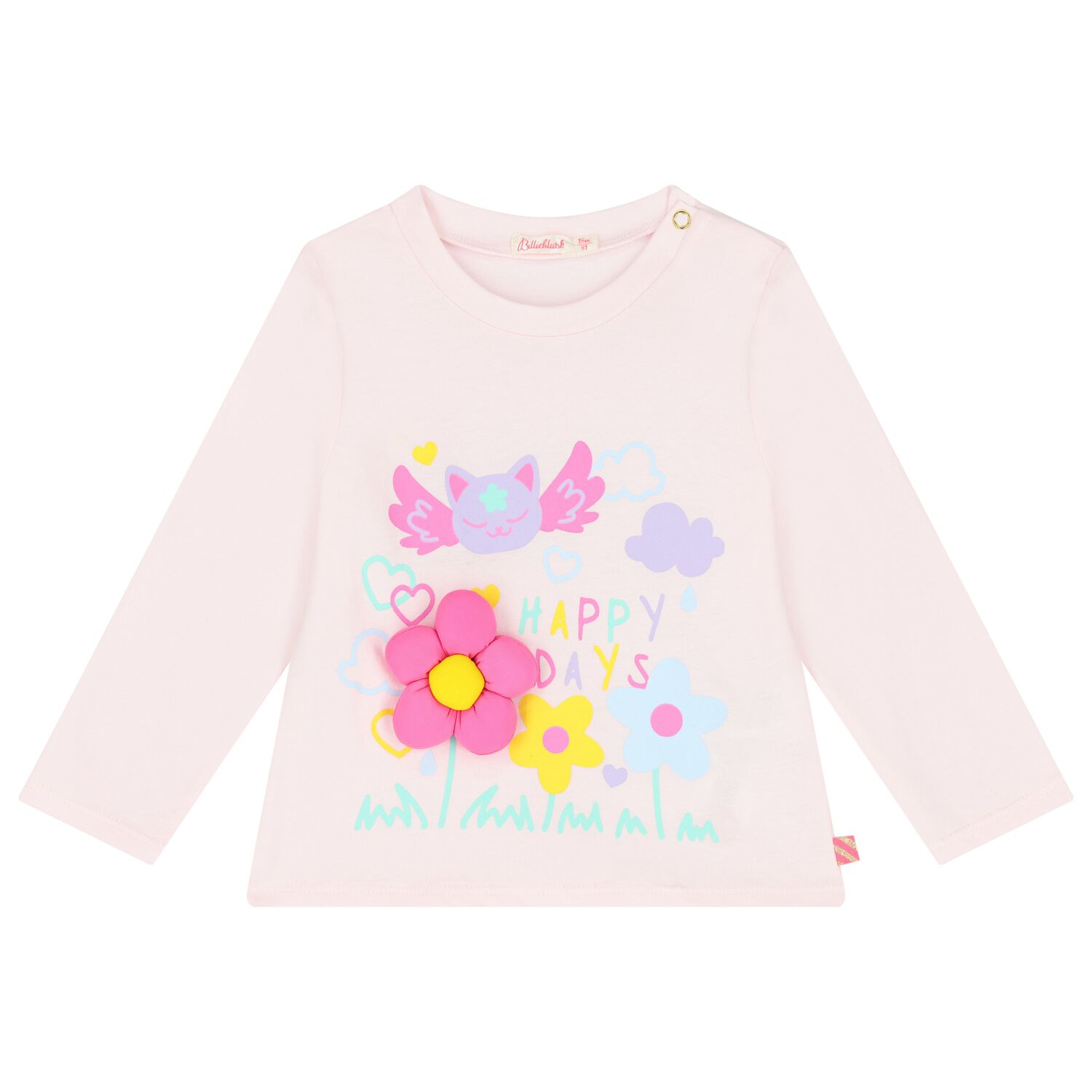 Younger Girls Pink Flower Long Sleeve Top, 2, hi-res image number null