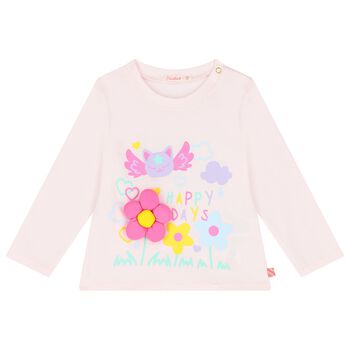 Younger Girls Pink Flower Long Sleeve Top