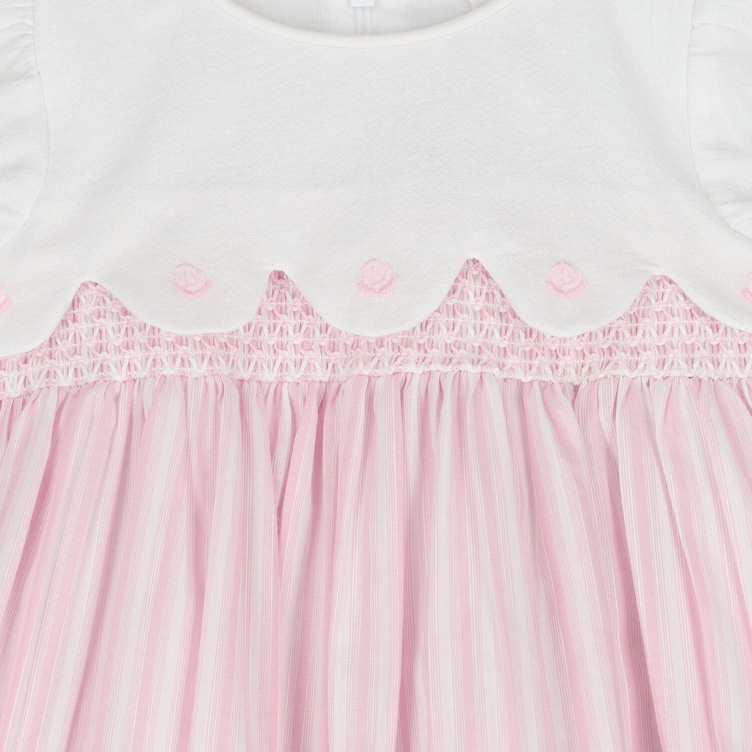 Baby Girls White & Pink Striped Dress, 1, hi-res